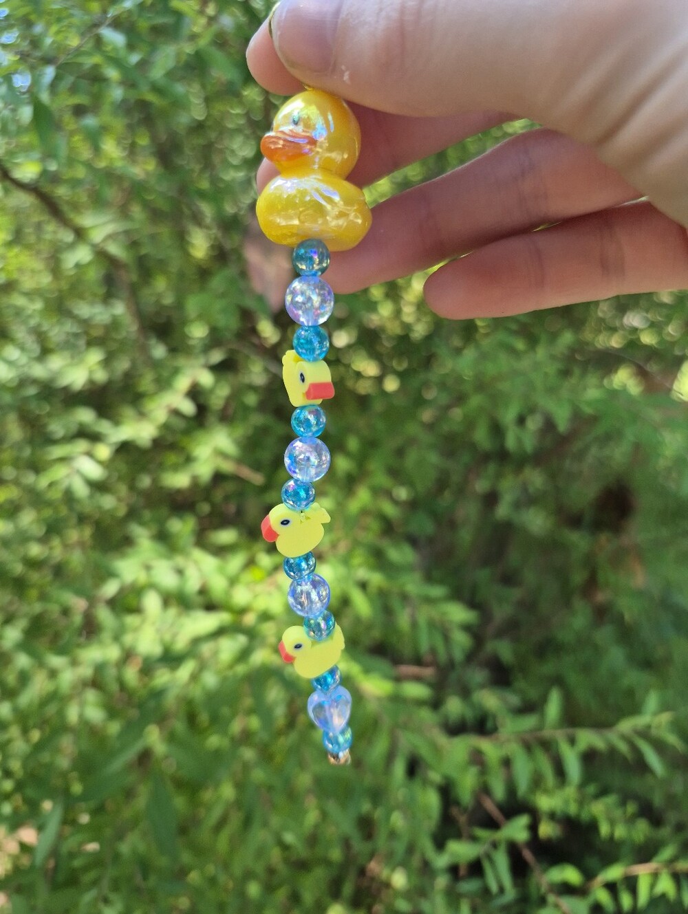 Handcrafted Blue Bubble Duck Keychain Charm